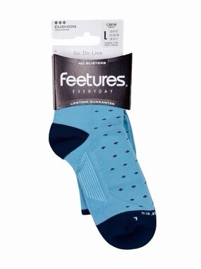 Feetures Everyday Men’s Buttoned Up Cushioned Crew Socks - Size Large - Blue